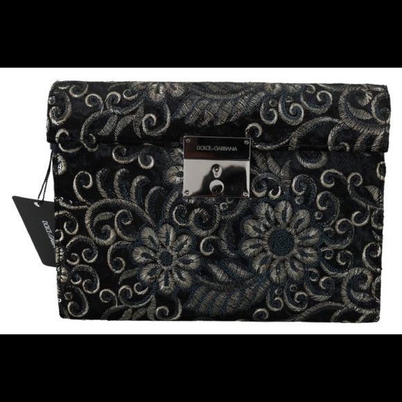 DOLCE & GABBANA
Black Ricamo Sequined Leather Document Briefcase Bag - Picture 3 of 3